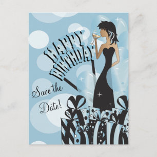 Happy Birthday Diva Girl DIY Name Aqua Ankündigungspostkarte