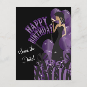 Happy Birthday Diva Girl DIY Name LILA Ankündigungspostkarte