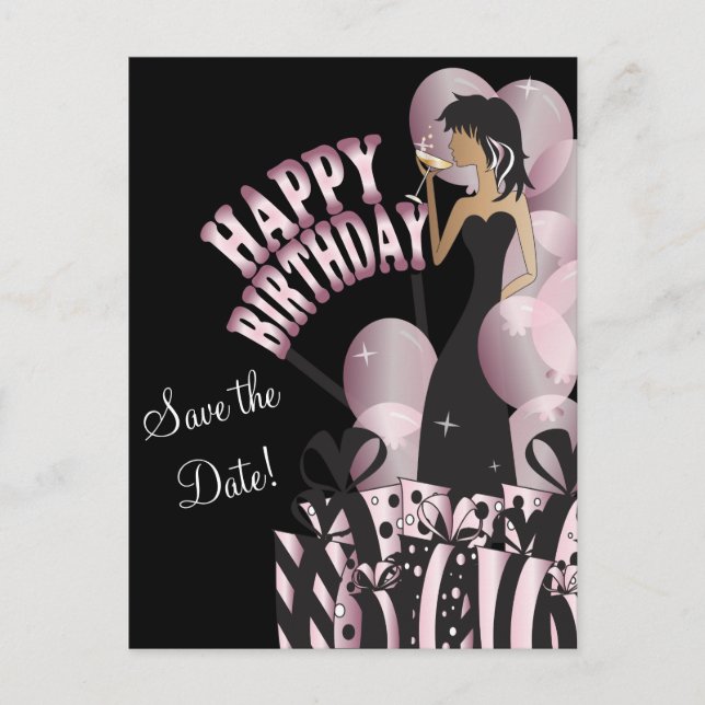 Happy Birthday Diva Girl | DIY Name | Rosa Ankündigungspostkarte (Vorderseite)