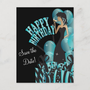 Happy Birthday Diva Girl DIY Name Türkis Ankündigungspostkarte