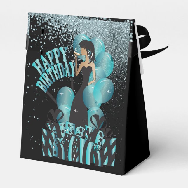 Happy Birthday Diva Girl | DIY Name | Türkis Geschenkschachtel (Rückseite)