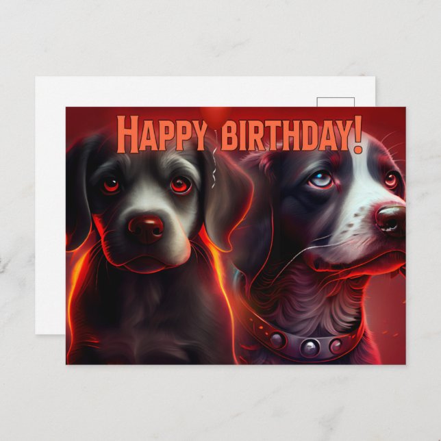 Happy Birthday! Dog Postkarte (Vorne/Hinten)