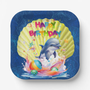 Happy Birthday Dolphin Pappteller
