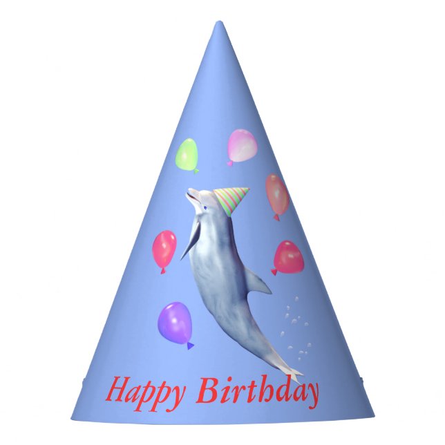 Happy Birthday Dolphin Partyhütchen (Vorderseite)