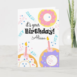 Happy Birthday Donuts Custom Text Grußkarte Karte