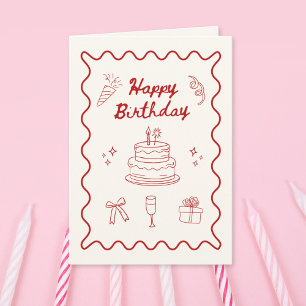 Happy Birthday Doodle Faltkarte Karte