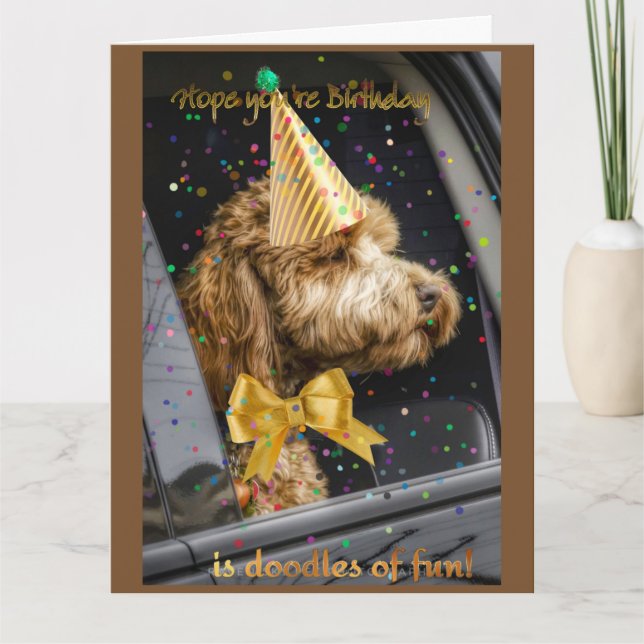 Happy Birthday Doodle Hundekarte Karte (Vorderseite)