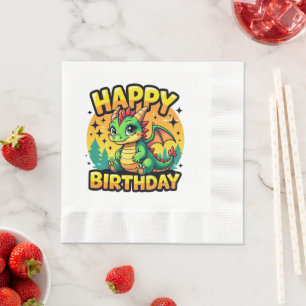 Happy Birthday Dragon Serviette