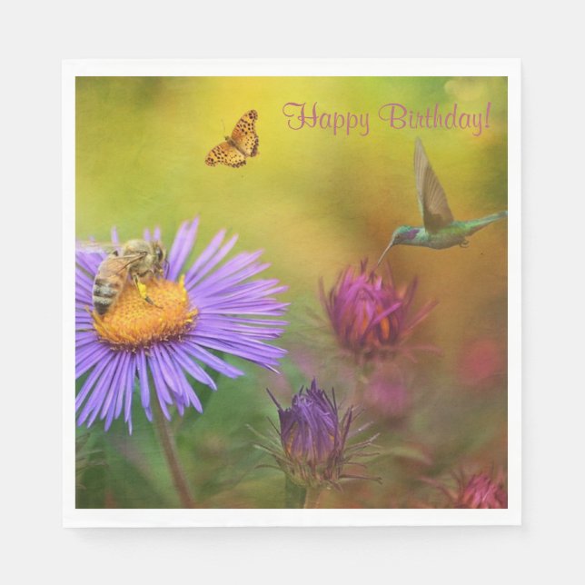 Happy Birthday Dreamy Garden Serviette (Vorderseite)