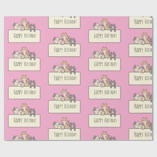 Happy Birthday drei Niedlichen Katzen Umschlag Pap Geschenkpapier