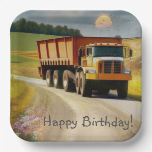 Happy Birthday Dump Truck Pappteller