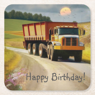 Happy Birthday Dump Truck Rechteckiger Pappuntersetzer