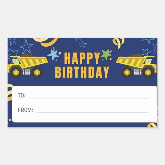 Happy Birthday Dump Truck Sticker (Vorderseite)