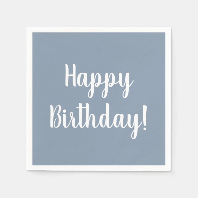 Happy Birthday Dusty Blue Geburtstagsparty Serviette (Vorderseite)