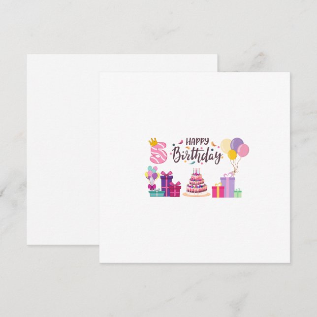 Happy Birthday Editable Design  Einladung (Vorne/Hinten)