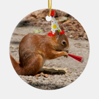 Happy Birthday Eichhörnchen Keramikornament