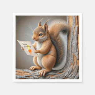 Happy Birthday Eichhörnchen Serviette