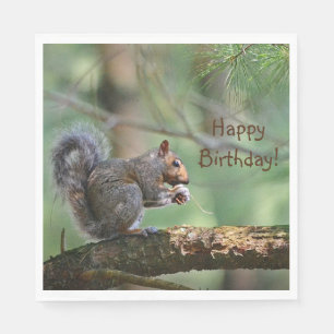 Happy Birthday Eichhörnchen Serviette