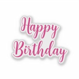 Happy Birthday Einfach Minimalistisch Pink farbig Aufkleber