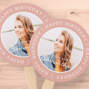 Happy Birthday Einfach Preppy Modern Custom Foto Fächer
