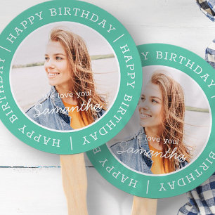 Happy Birthday Einfache Preppy Modern Custom Foto Fächer