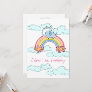 Happy Birthday Einladung Baby Blue Elephant