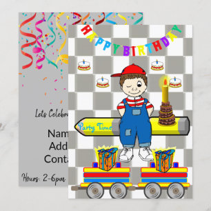 Happy Birthday Einladung Boy Trains