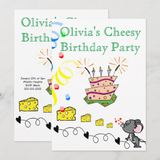 Happy Birthday Einladung Mousey Cheesy Party