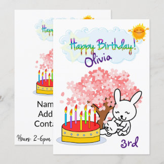 Happy Birthday Einladung Rabbit Cake