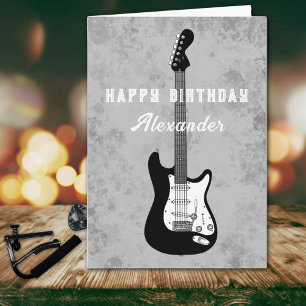 Happy Birthday Electric Gitarre Black und White Karte