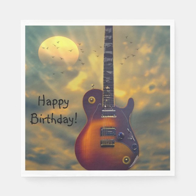 Happy Birthday Electric Guitar Serviette (Vorderseite)
