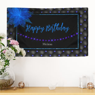 Happy Birthday Elegant Blue und Black Banner
