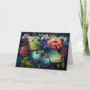 Happy Birthday Elegant Butterfly Illustration Karte