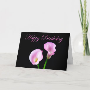 Happy Birthday Elegant Pink Calla Lilies Karte