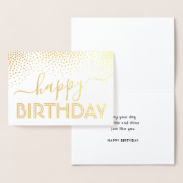 Happy Birthday Elegant Script Kraft & Silver Real Folienkarte