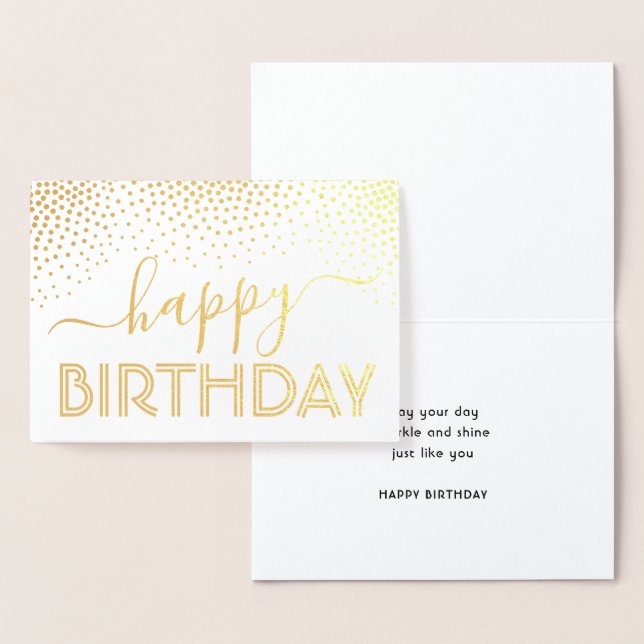 Happy Birthday Elegant Script Kraft & Silver Real Folienkarte (Anzeige)