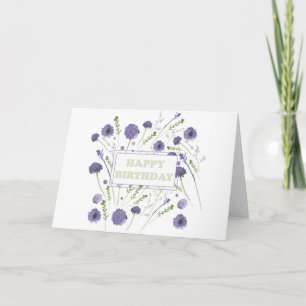 Happy Birthday Elegante Lila Wasserfarbe Karte