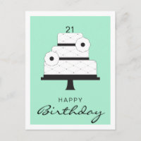 Happy Birthday Elegante Schwarz-Weiß-Kuchen Minze