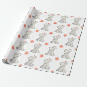 Happy Birthday Elephant Pom Pom Wrapping Paper Geschenkpapier