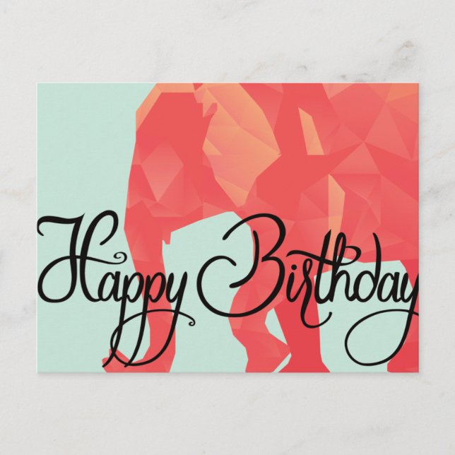 Happy Birthday Elephant Postcard Postkarte (Vorderseite)
