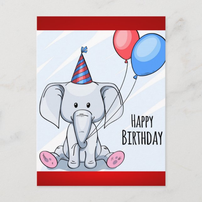 Happy Birthday Elephant Postkarte (Vorderseite)