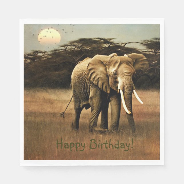 Happy Birthday Elephant Serviette (Vorderseite)