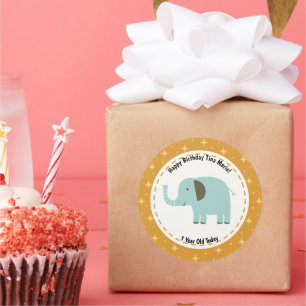 Happy Birthday Elephant Zoo Tiere Runder Aufkleber