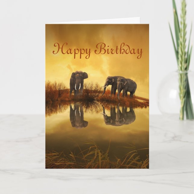Happy Birthday Elephants Karte (Vorderseite)