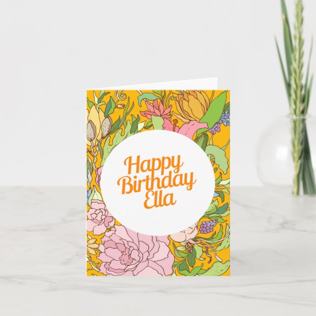 Happy Birthday Ella | Floral Birthday Card Karte (Vorderseite)