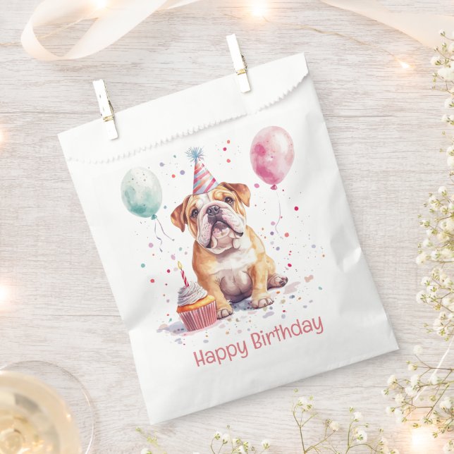 Happy Birthday English Bulldog Geschenktütchen (Ausgeschnitten)