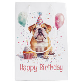 Happy Birthday English Bulldog Mittlere Geschenktüte