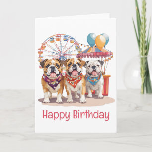 Happy Birthday English Bulldogs beim Carnival Karte