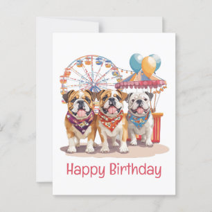 Happy Birthday English Bulldogs beim Carnival Postkarte