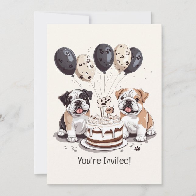 Happy Birthday English Bulldogs Einladung (Vorderseite)